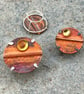Patinated copper, brass and sterling silver brooch.  - Image 3