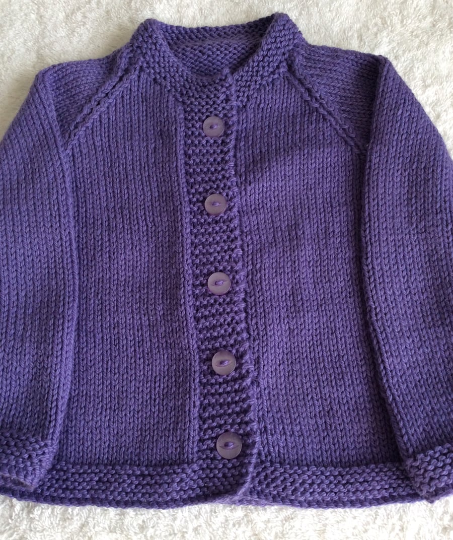 Hand knitted cotton baby cardigan 