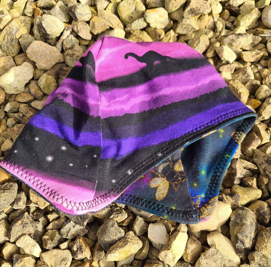 Reversable Bike Helmet Hat Baby Toddler - Dinosaurs & Galaxy Bees