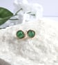 GREEN ONYX Stud Earrings Sterling Silver or 14K Gold Filled July Birthstone - Image 1