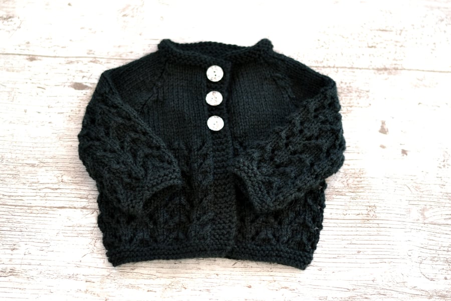 Newborn Black Knitted  Baby Girls  Cardigan