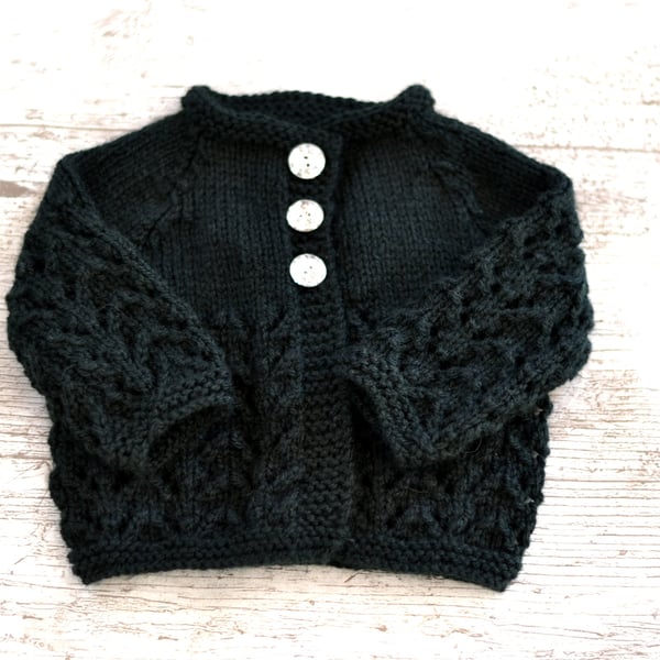 Newborn Black Knitted  Baby Girls  Cardigan