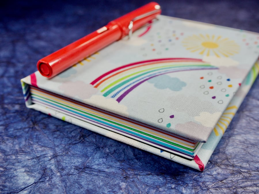 A6 Hardback Notebook with full cloth rainbow cover