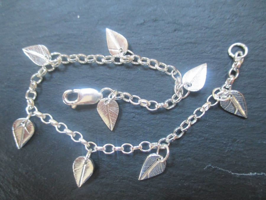 Silver leaf bracelet