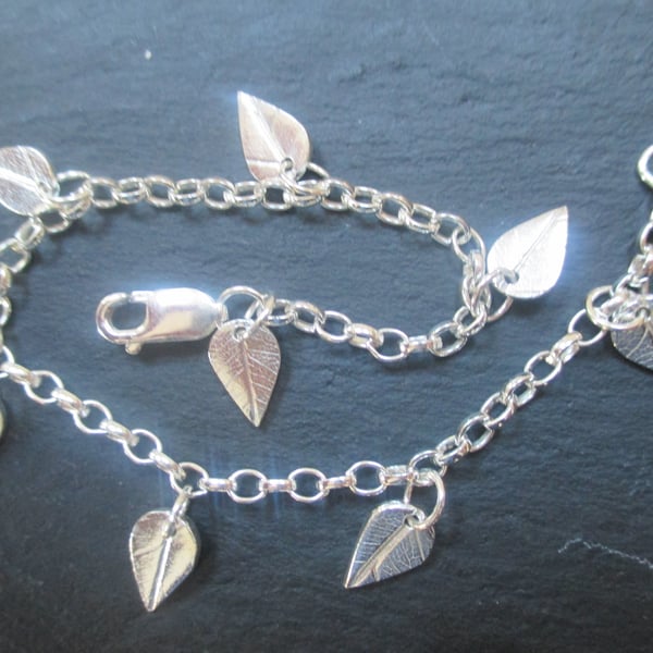 Silver leaf bracelet