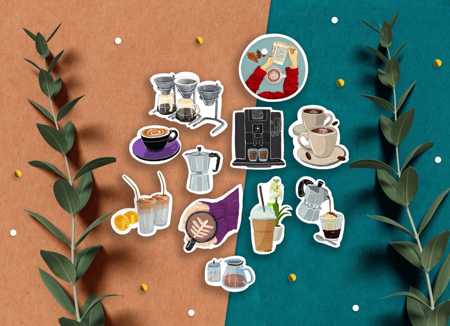 Cosy sticker, coffee stickers, bullet journal stickers, planner stickers bujo