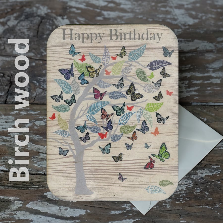 Tree of Life, Unique wood Birthday Card,Happy Birthday,Tree Birthday card, w552