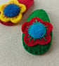 Set of 2 Felt Flower Hair Clips, Red and Yellow Floral Hair Clips, Handmade Gift - Image 3