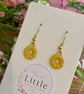 Yellow Flower Dangle Earrings, Enamel Floral Charms, Handmade Jewellery - Image 2