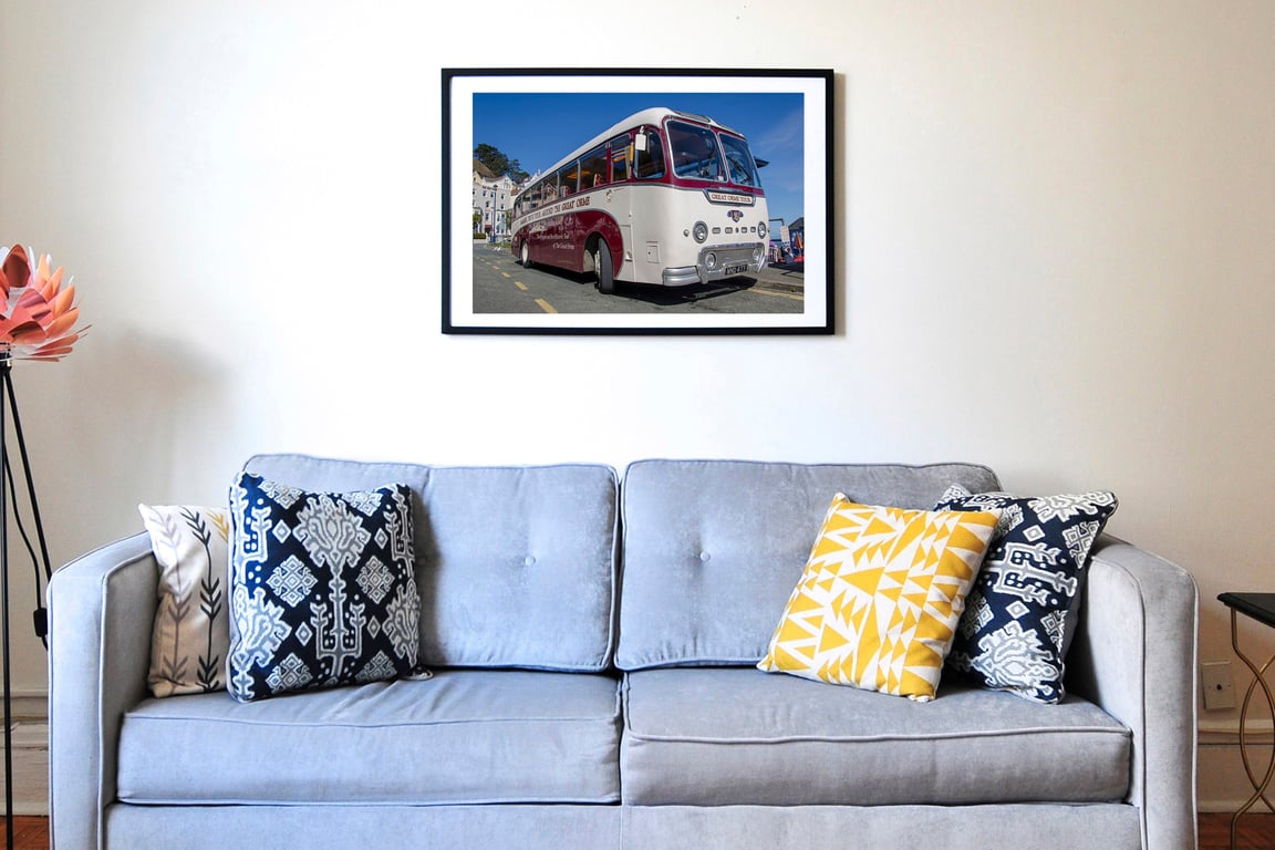 Great Orme vintage bus print, Llandudno Wales wall art