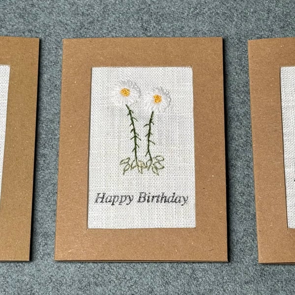 Hand Sewn Flower Card Trio (Set 2)