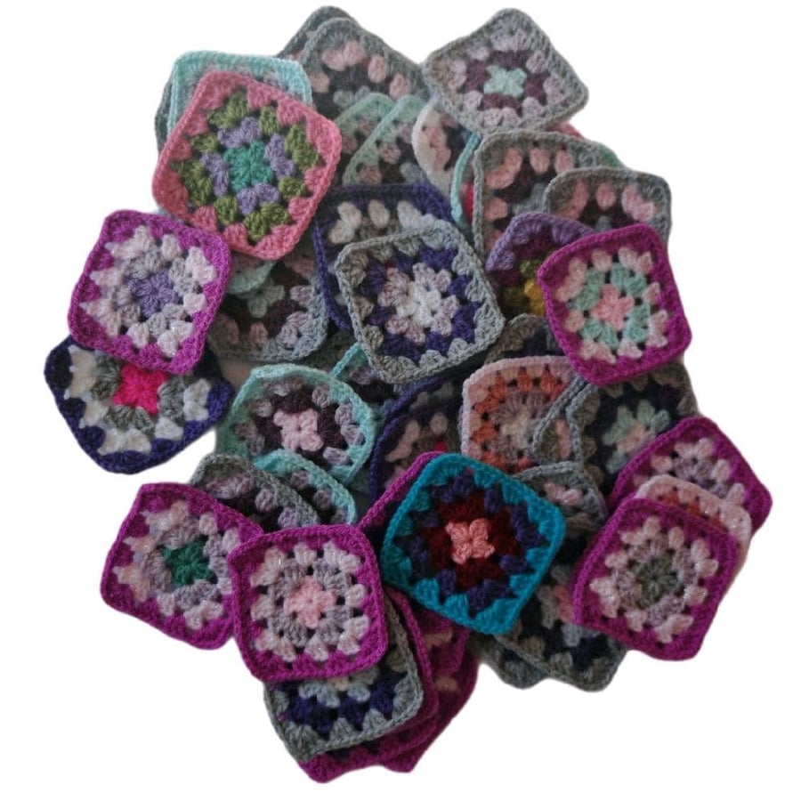 Crochet Granny Squares Enchanted Twilight Mosaic Colour Scheme 3-inch Size