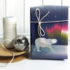 Polar Bear and Northern Lights Christmas Gift Wrap - Eco Friendly, Compostable