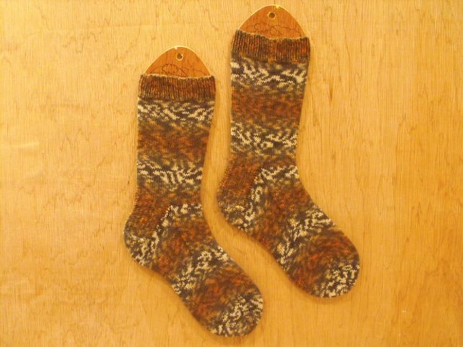 Hand knitted socks, BIG CATS, MEDIUM size 5-7