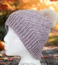 Crochet hat, beanie. Oatmeal, brown marl ladies swirl pom pom hat. Ladies hat. - Image 1