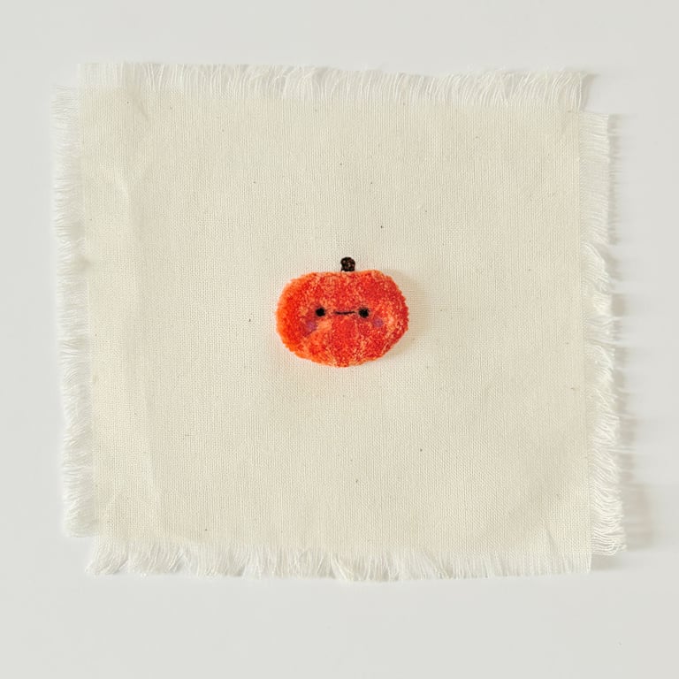 Original Punch Needle Art, Original Textile Art - Pumpkin