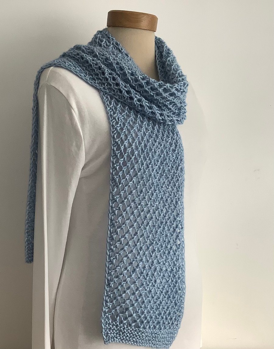 COTTON scarf. ' Breeze’. Lightweight , all-seasons. Sky blue.