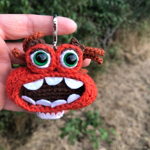 Inside Out “Anxiety” Crochet Keyring – Handmade Amigurumi Character