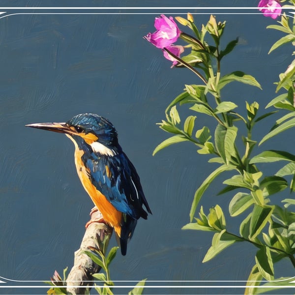 A5 Greeting Card Kingfisher Watching 