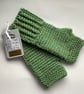FINGERLESS MITTS , gloves ' Valley Tweed' . Soft  Merino wool blend. L. Green. - Image 2