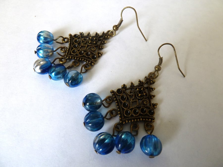 SALE blue dangle earrings