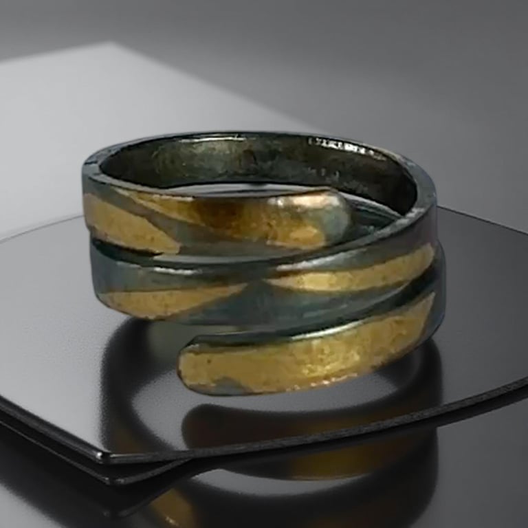 Keum Boo Oxidised Silver And Gold Wrap Ring