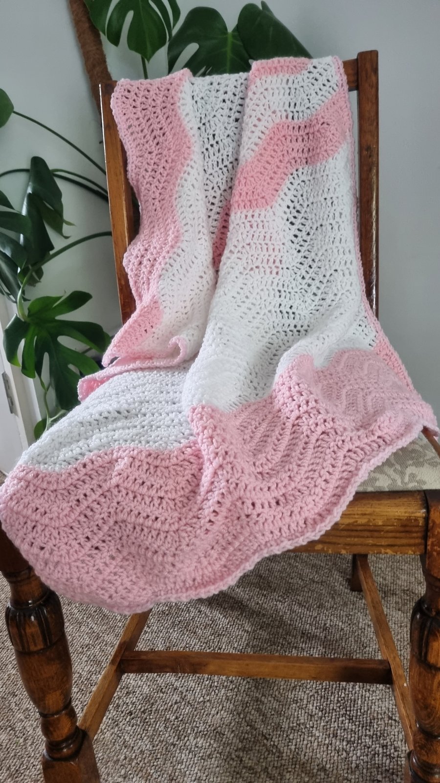 Pink and White Handmade Extra Thickness Crochet Baby Blanket. Ideal Shower  Gift. New Baby Gift. 