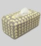 Tissue box cover in yellow (lemon) and grey stripes, handmade, - Image 1
