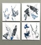4 cards hand printed hedgerow design - Image 1