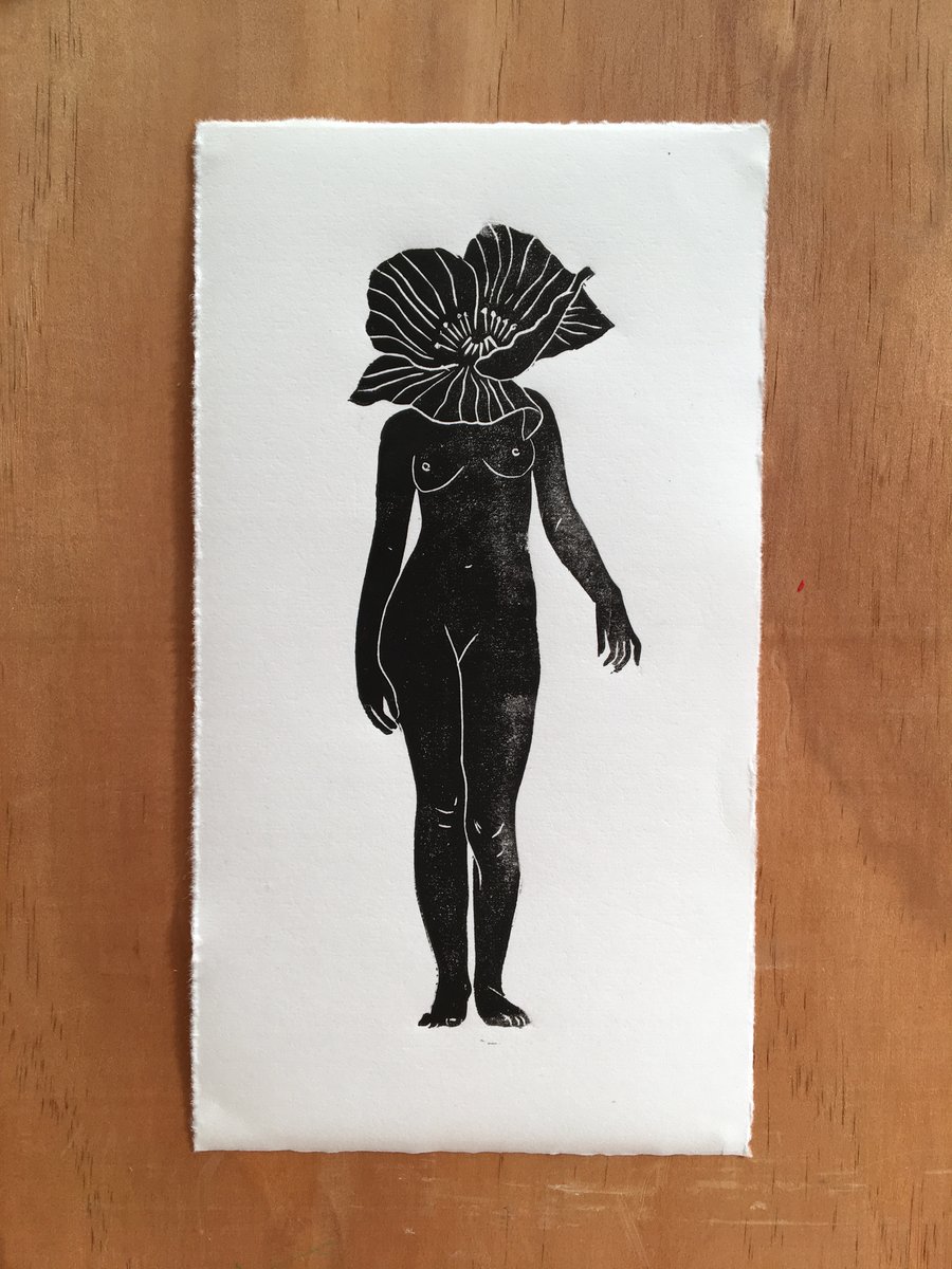 The Somnambulist, linocut print on handmade paper