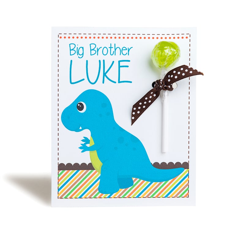 Personalised Dinosaur Lollipop Notecard