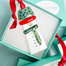 Fused Glass Snowman - Green