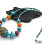 turquoise spot lampwork glass beaded necklace - Image 2