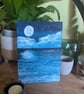 Starry night moonlight seascape ocean finger painting