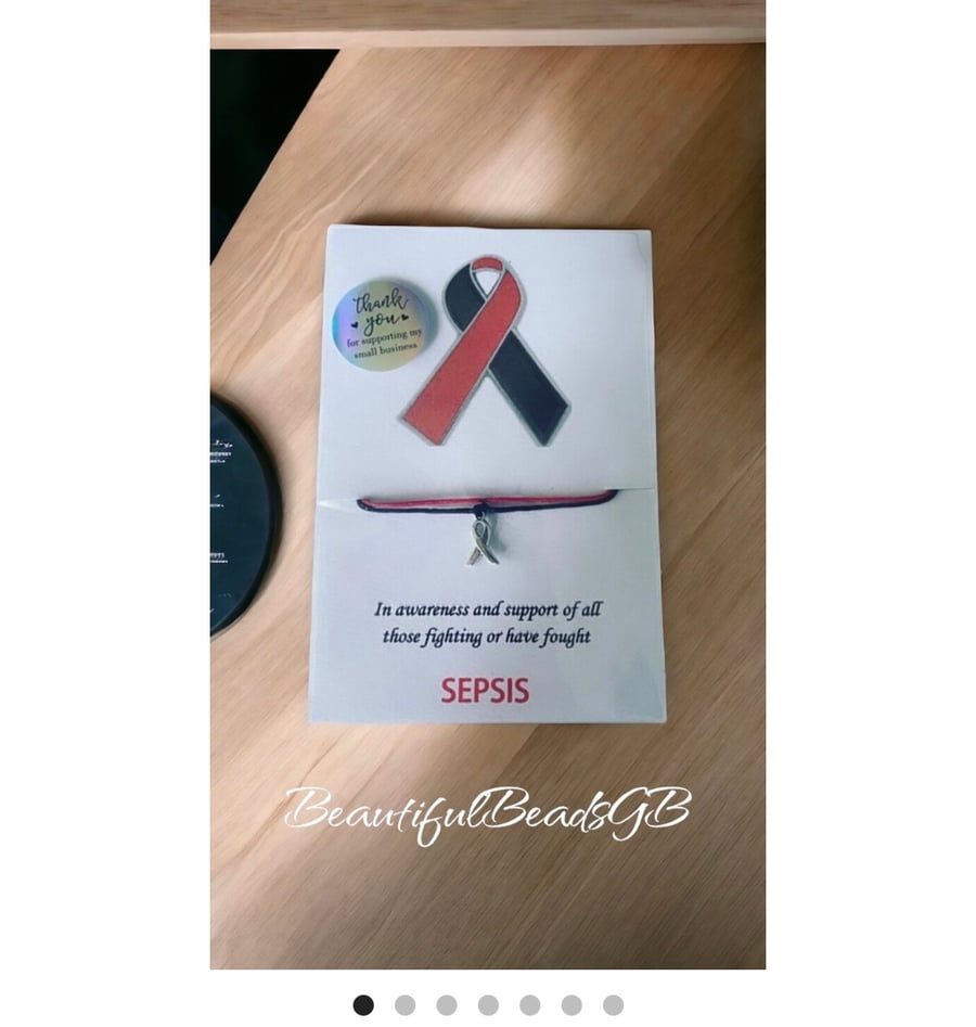 Sepsis awareness ribbon charm bracelet in awareness and support wish bracelet 
