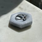 Grey stone-effect ring dish, hexagon, mini trinket dish, handmade homewares
