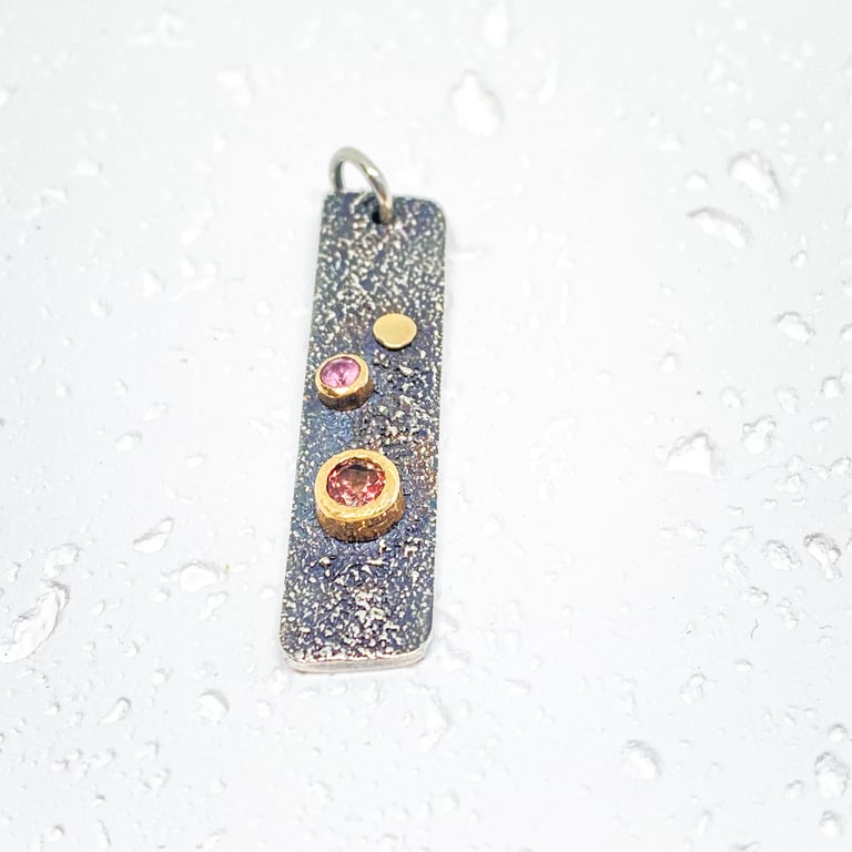 Tourmaline Gold and Silver starry  night Pendant