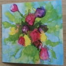 An explosion of tulips greetings card
