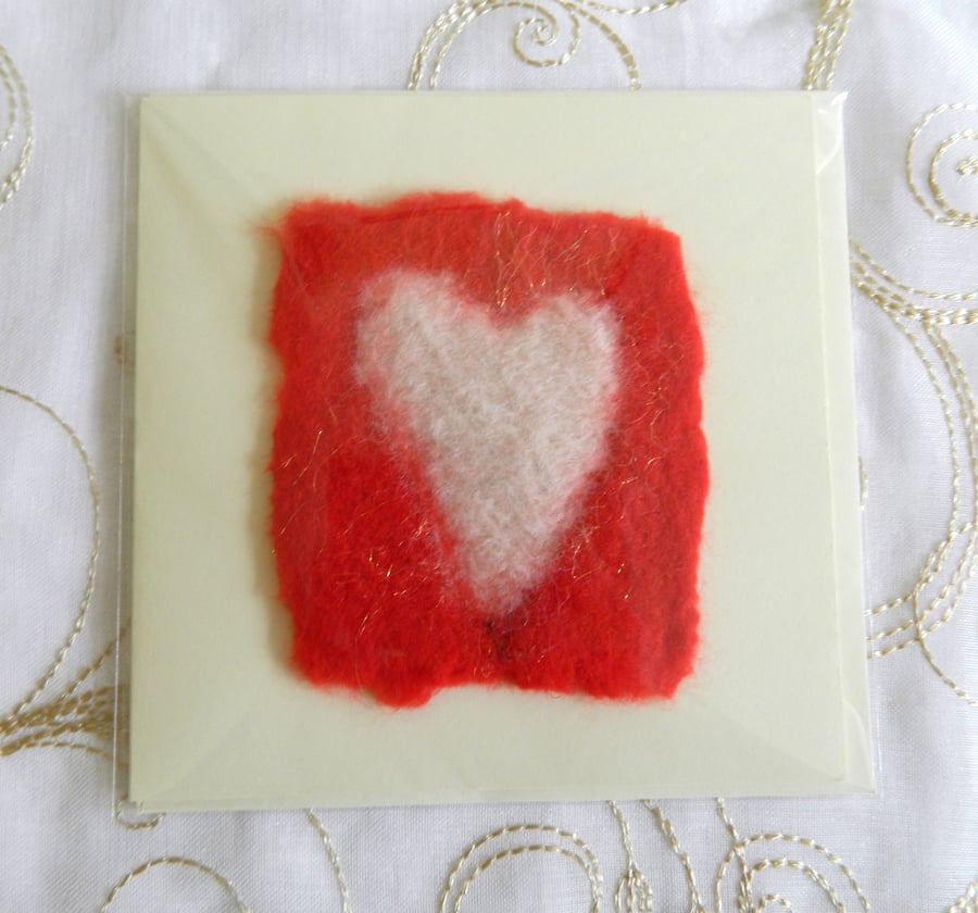 Handmade Felt Mothers Day Valentines Birthday Blank Card