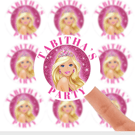 Personalised Birthday Stickers Label - Barbie Pink Birthday Party Bag Thank You 