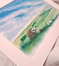 Watercolour print of a Southdowns Sussex Hedgehog - Image 4