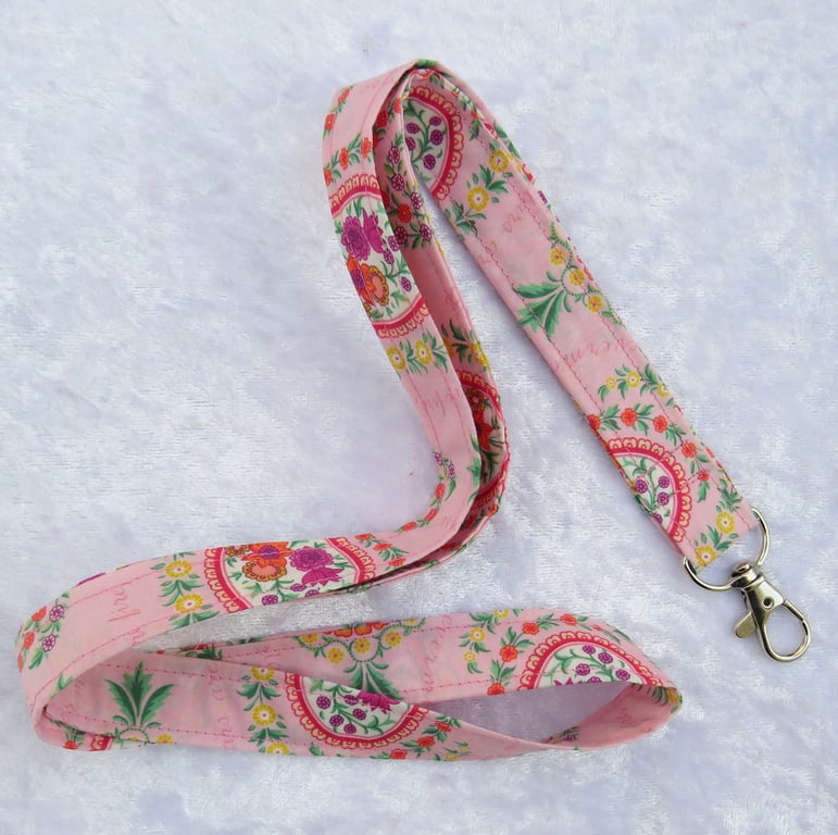 Liberty Tana Lawn lanyard, with swivel lobster clip, Love Poem