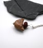 brown ceramic bird pendant necklace - Image 3