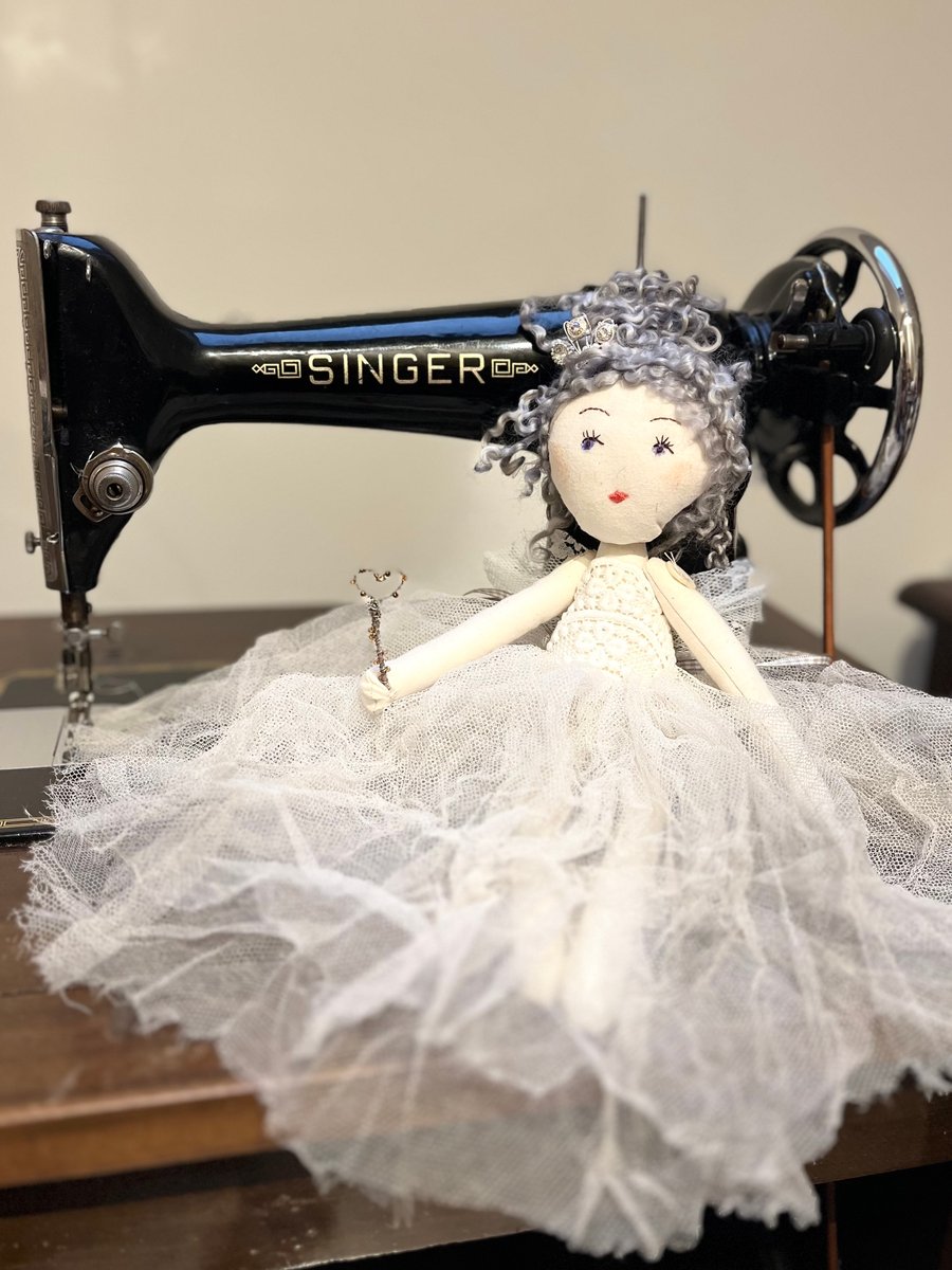 Fairy handmade ornament - Queenie - reclaimed fabrics, lace, tree topper