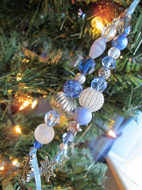 Beaded Christmas Tree Decoration - Ice Blue