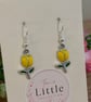 Yellow Tulip Dangle Earrings, Enamel Floral Charms, Handmade Jewellery - Image 2