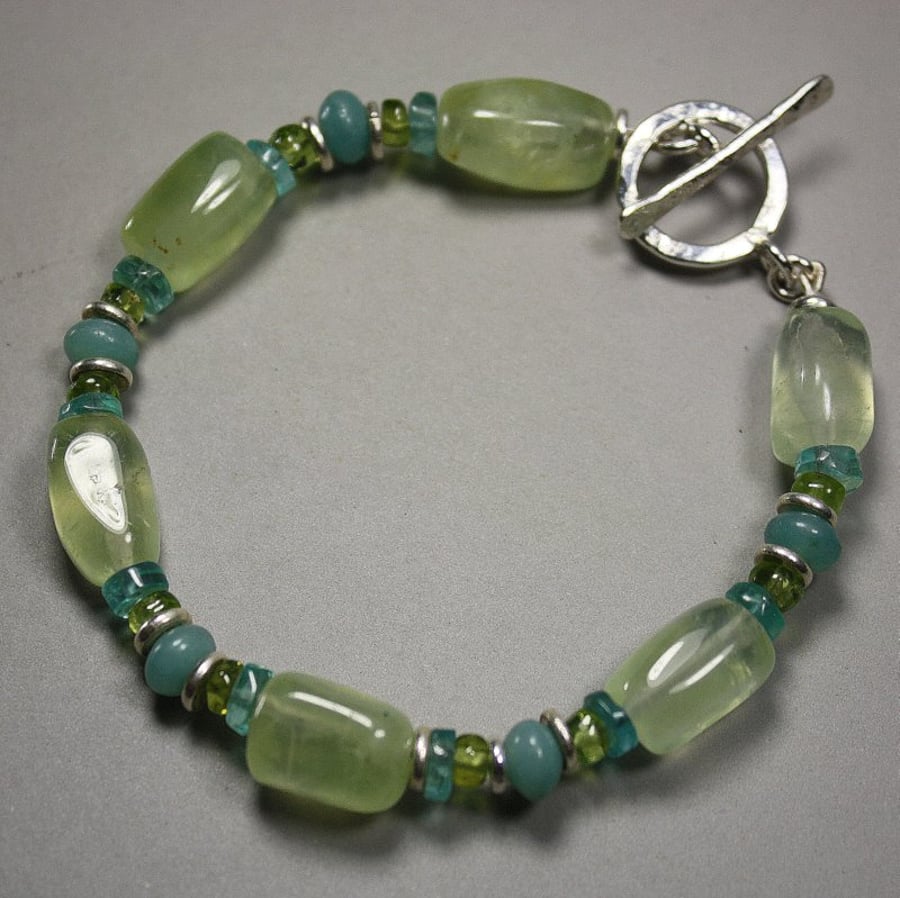 Chunky gemstone and silver bracelet