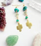 Cactus Earrings, Crystal gold earrings, urquoise, Prehnite, Amazonite Earrings, - Image 2
