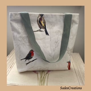 Oilcloth tote bag with zip Titchwell Birds
