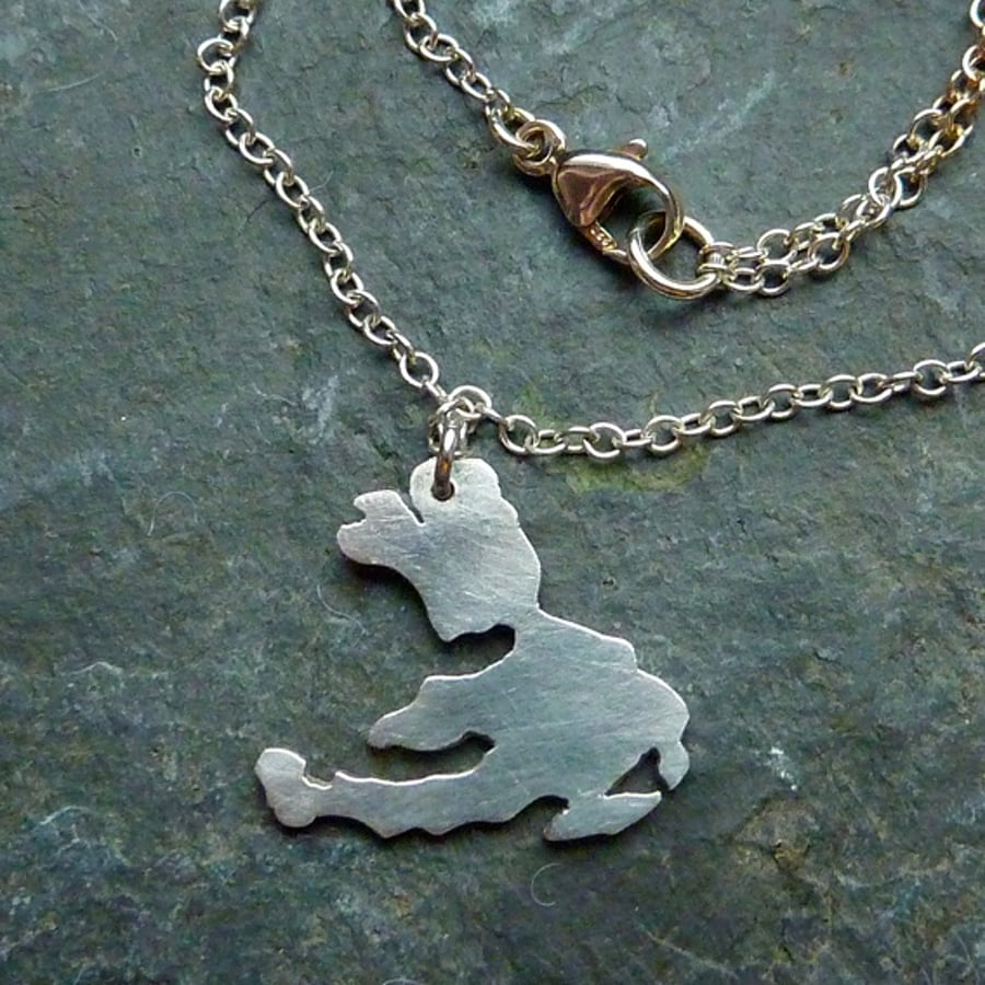 Small silver island necklace